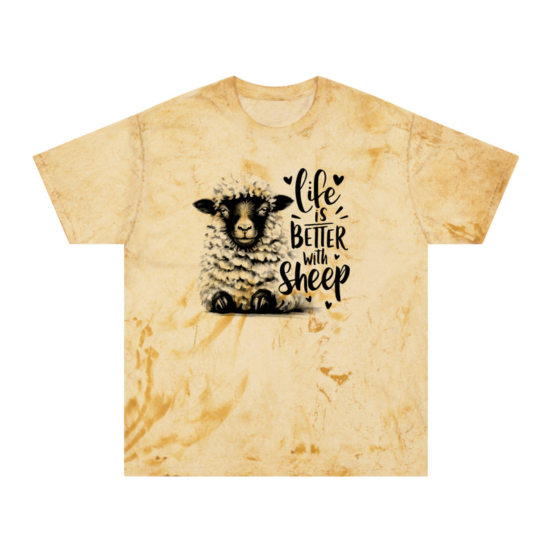 Life Is Better With Sheep Graphic Unisex Color Blast T-Shirt