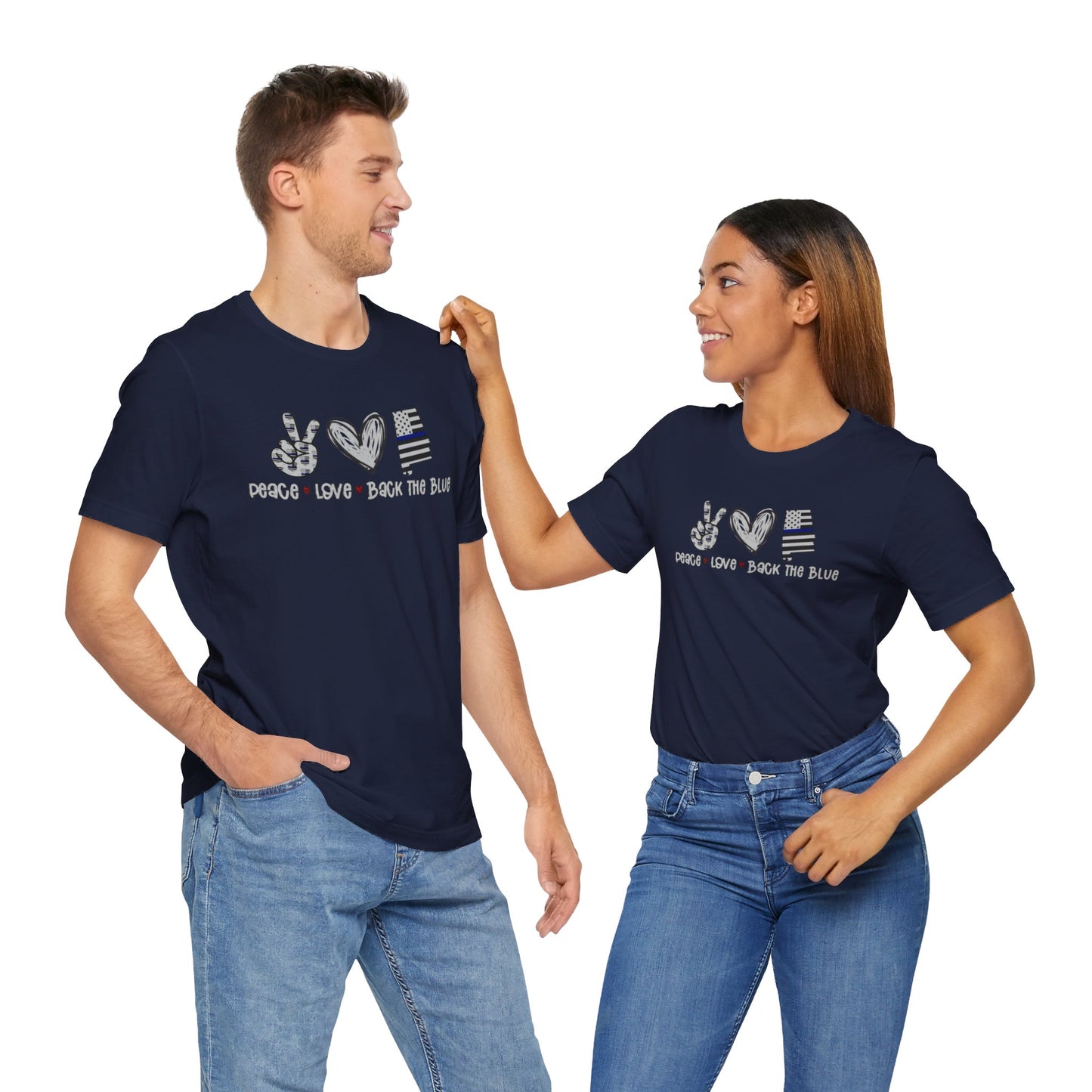 Peace Love Back The Blue in Alabama, Graphic Unisex Short Sleeve Tee