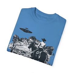 UFO Meets Cowboy Unisex Garment Shirt -Dyed  T Shirt