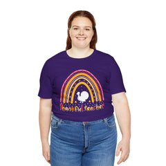 Thankful Teacher T‑Shirt – Retro Rainbow Turkey Teacher Appreciation Tee