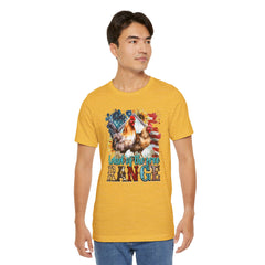 Land Of The Free RANGE Chicken Graphic, Unisex Jersey Short Sleeve Tee