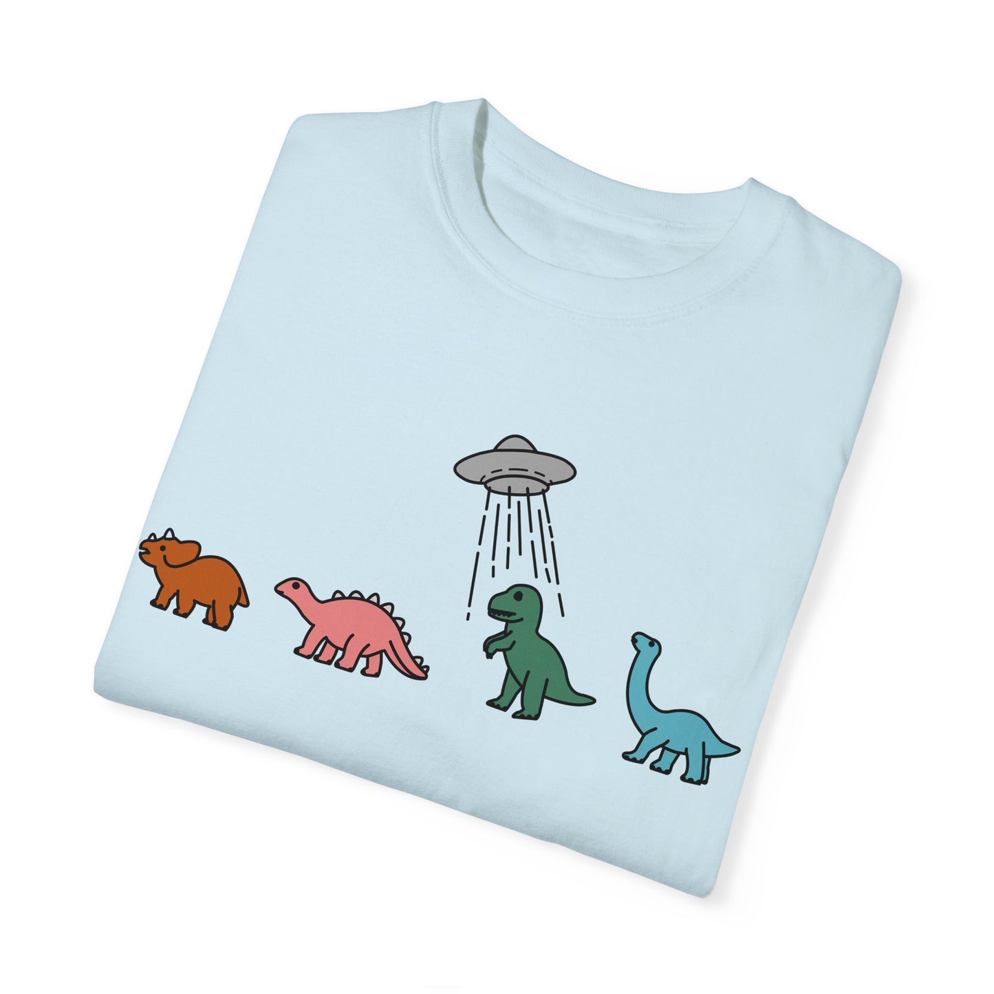 Dinosaur UFO Retro Unisex Garment-Dyed T-shirt