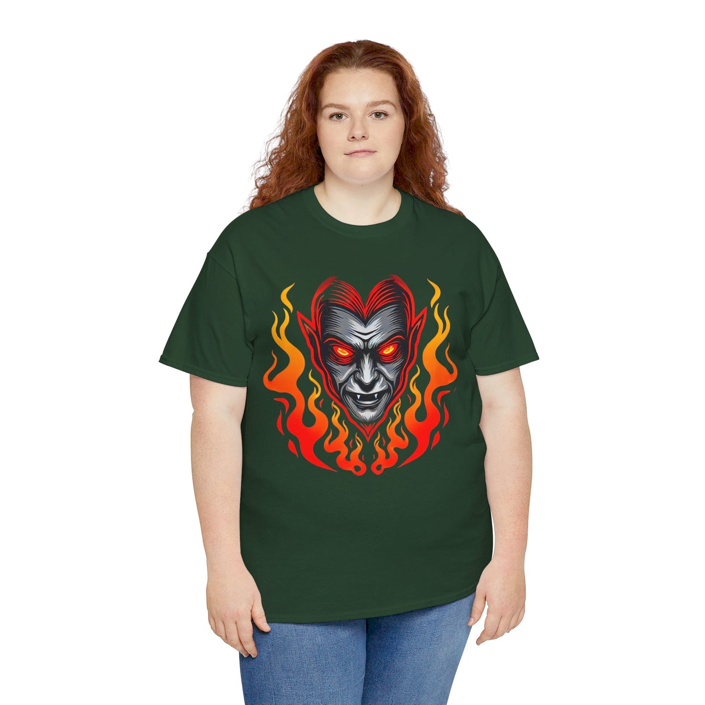 Flaming Fire Vampire - Graphic Unisex Heavy Cotton Tee