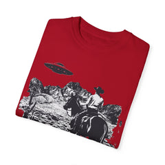 UFO Meets Cowboy Unisex Garment Shirt -Dyed  T Shirt