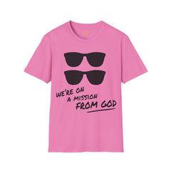 We're On A Mission From God / Blues Brothers / Cheap Sunglasses / Novelty / 80s Movies / The Blues / Jazz / Unisex T Shirts