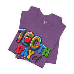 HAPPY 100 DAYS of SCHOOL - Unisex Short Sleeve Tee | Elementary School Holiday, Teacher Apparel, Kids Motivation, Days Checked Off, 100 Days