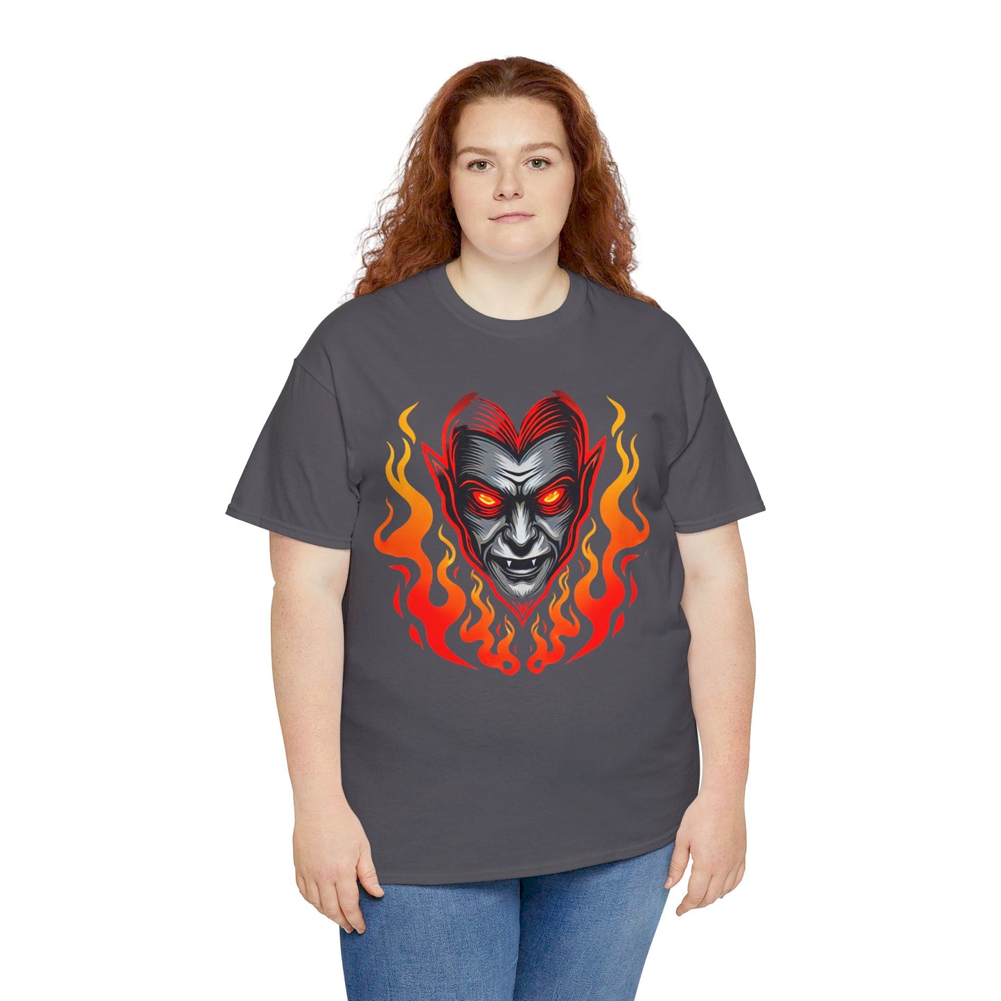 Flaming Fire Vampire - Graphic Unisex Heavy Cotton Tee