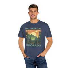 Rocky Mountains Colorado Graphic, Comfort Colors Soft Relaxed Fit Unisex Garment-Dyed T-shirt