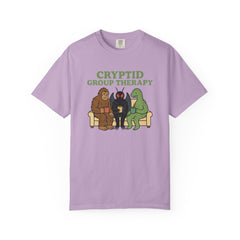 Cryptid Group Therapy Bigfoot, Mothman and Loch Nessie Unisex T-Shirt, Funny Graphic Tee, Gift for Cryptid Lovers, Quirky Casual Wear, Cool Humor Shirt