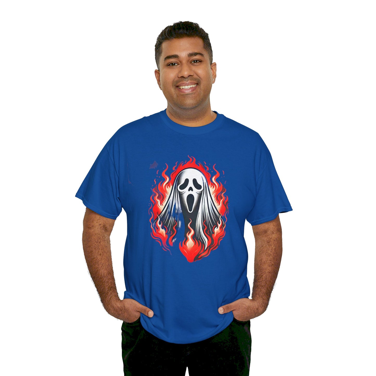 Fiery Fire Ghost - Graphic Unisex Heavy Cotton Tee