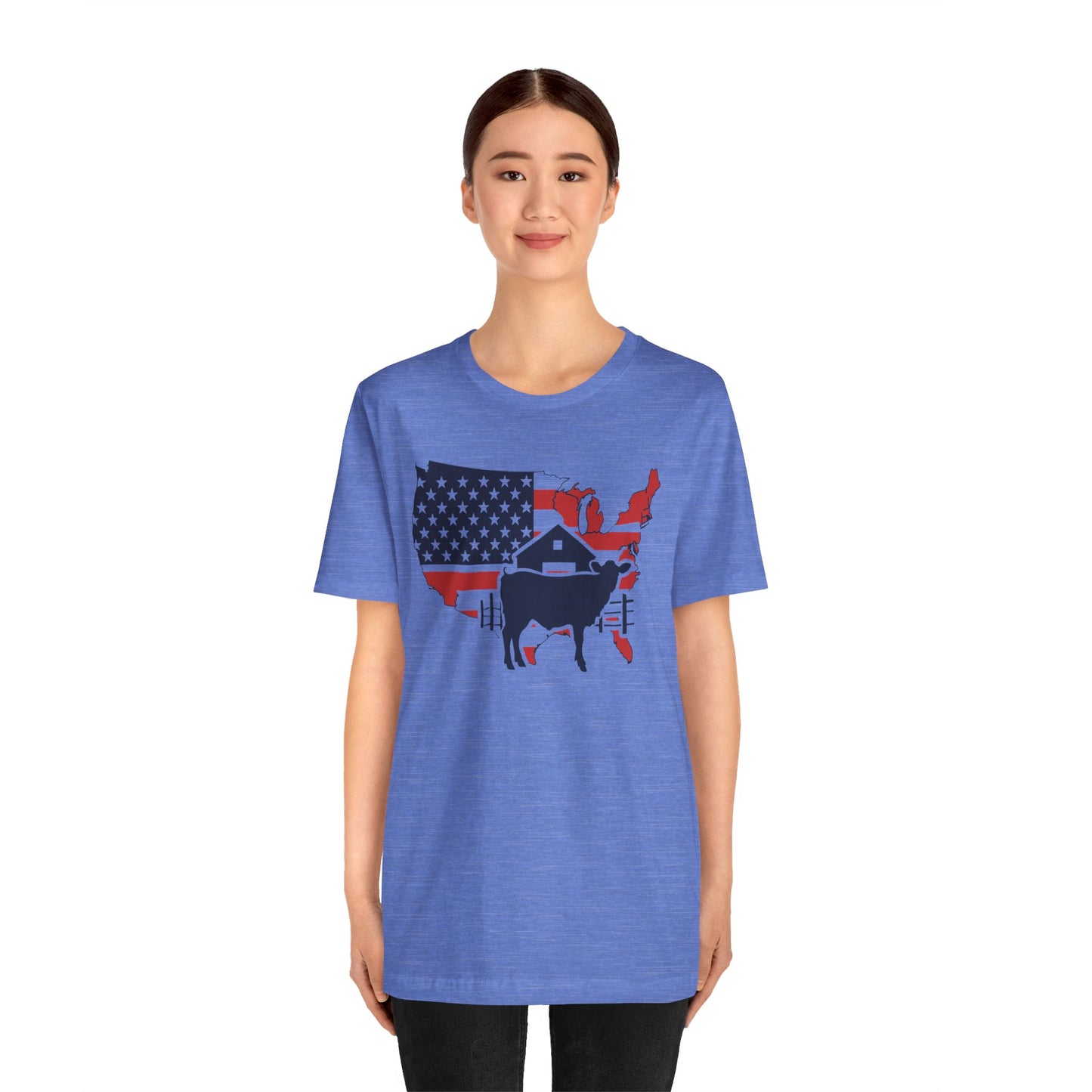 Red White and Blue Farmer Graphic, Unisex Jersey Short Sleeve Tee