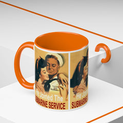 Mug - Vintage He Joined The Submarine Service Unique Tri Panel Image Accent Coffee Mug (11, 15oz)