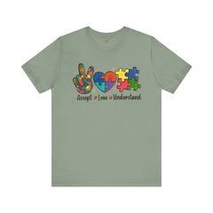 Autism Awareness Unisex T-Shirt - Colorful Accept, Love, Understand Design