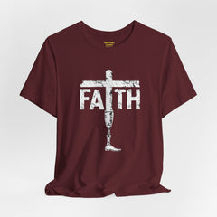 Faith Cross Prosthetic Leg T‑Shirt — Amputee Inspirational Christian Tee