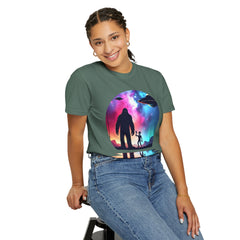Bigfoot & Alien Nightscape T-Shirt — Sasquatch UFO Graphic Tee
