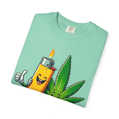 Vintage 'Lighter & Weed' Graphic T-Shirt — Relaxed Stoner/Cannabis Tee