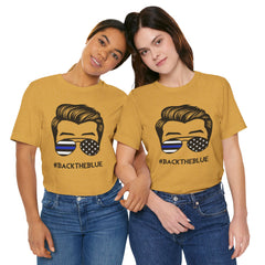 BACK THE BLUE Dad with Glasses, Graphic Unisex Short Sleeve Tee