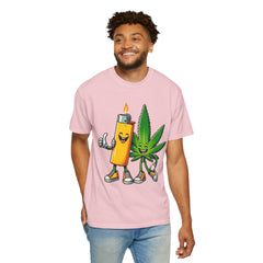 Vintage 'Lighter & Weed' Graphic T-Shirt — Relaxed Stoner/Cannabis Tee