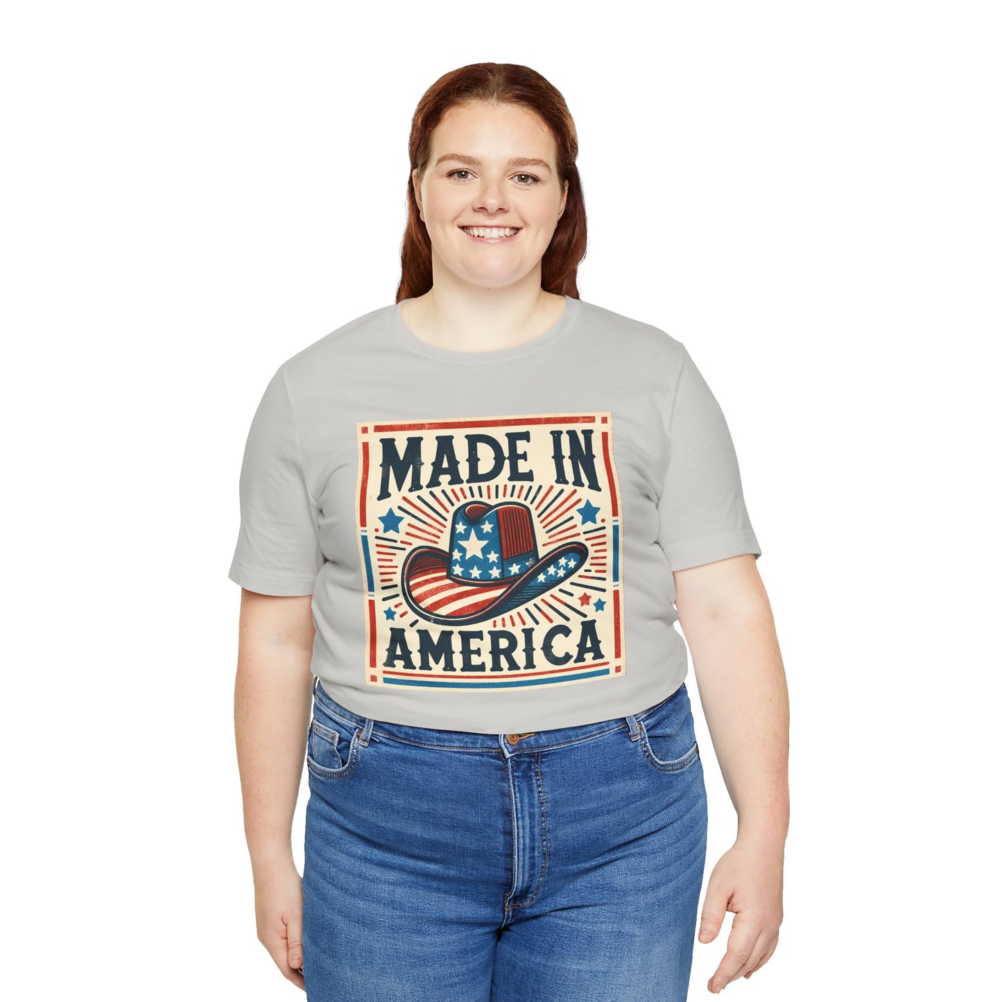 Made In America Cowboy Hat Graphic, Unisex Jersey Short Sleeve Tee