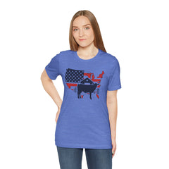 Red White and Blue Farmer Graphic, Unisex Jersey Short Sleeve Tee