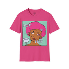 HOT Pink Cotton Candy Haired Pop Art Lady Unisex Softstyle T-Shirt