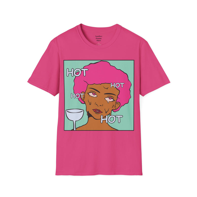 HOT Pink Cotton Candy Haired Pop Art Lady Unisex Softstyle T-Shirt