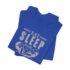 Hair Enthusiast Tee, Eat Sleep Hair Repeat Shirt, Funny Barber Gift, Unisex Jersey Tee, Casual Everyday Apparel, Salon Worker Top
