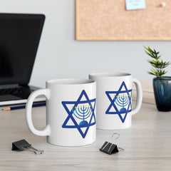 Star of David with  Menorah Jewish Graphic Ceramic Mug (11oz, 15oz)