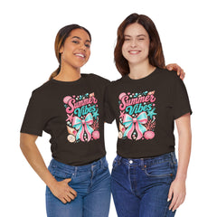 Summer Vibes Tee — Pastel Seashell Bow Beach T-Shirt