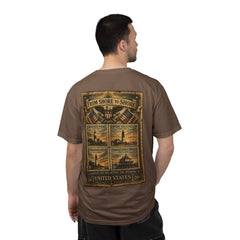 From Shore To Shore Lighthouse Series T Shirt -  Scenic Vintage Postage Stamps