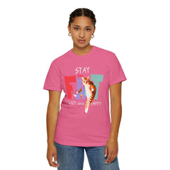 Stay Fat Lazy and Happy Cat - Graphic Unisex Garment-Dyed T-shirt