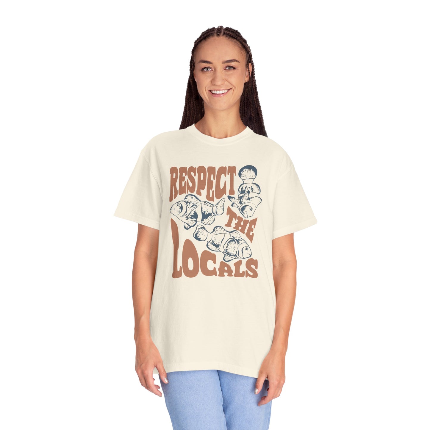 Clown Fish, Respect The Locals -  Graphic Unisex Garment-Dyed T-shirt