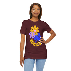 Summer Floral Tee — Retro Flowers & Monstera Design