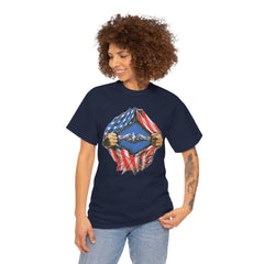United States Navy Super Submariner tear open T Shirt, Red White and Blue, Patriotic Tee