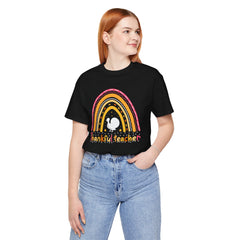Thankful Teacher T‑Shirt – Retro Rainbow Turkey Teacher Appreciation Tee