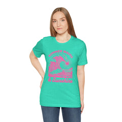 Summer Waves & Sunshine Tee — Retro Pink Surf Graphic T-Shirt