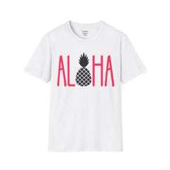 ALOHA with A PineApple Center Unisex Softstyle T-Shirt  Hawaii is so overrated. Grab a T Shirt and a PinaColada instead.