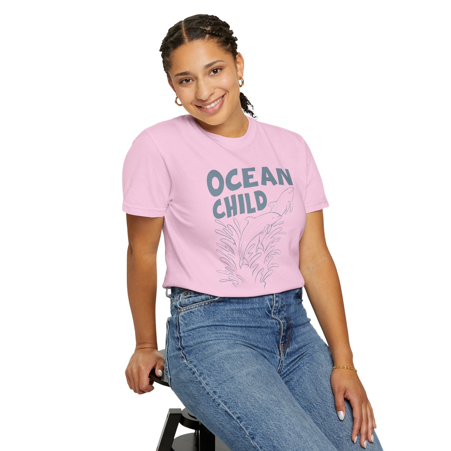 Dolphins, Ocean Child -  Graphic Unisex Garment-Dyed T-shirt