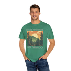 Rocky Mountains Colorado Graphic, Comfort Colors Soft Relaxed Fit Unisex Garment-Dyed T-shirt