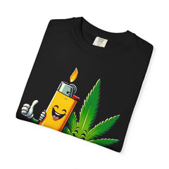 Vintage 'Lighter & Weed' Graphic T-Shirt — Relaxed Stoner/Cannabis Tee