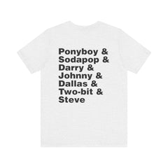 The Outsiders Shirt, Front and Back Images, Greasers Characters Shirt, Unisex Jersey Short Sleeve Tee