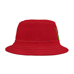 Unisex Bucket Hat - Russell Sage College Mascot Characters Purple Cow, Red Devil, Golden Horseshoe, Blue Angel