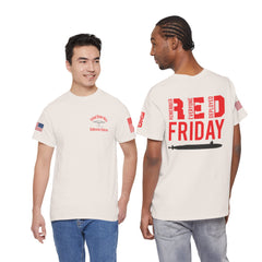 SUBMARINER RED Friday T Shirt with Fouled Anchor, American Flag, FBM / Boomer Silhouette. Remember Everyone Deployed, Dolphins