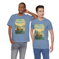 Relaxing Fishing Tee - Cast Your Worries Away, Unisex Casual Shirt, Perfect Gift for Dad, Outdoor Lovers, Fishing Trips, Summer Vibes