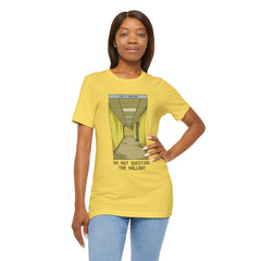 Do Not Question The Hallway T-Shirt — Retro Yellow Corridor Graphic Tee