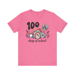 100 DAYS OF SCHOOL Toadstool House - Unisex Short Sleeve Tee | Elementary School Holiday, Teacher Apparel, Kids Motivation, Teacher Sarcasm