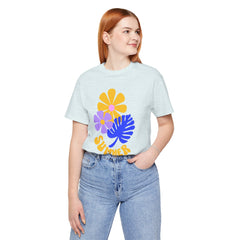 Summer Floral Tee — Retro Flowers & Monstera Design