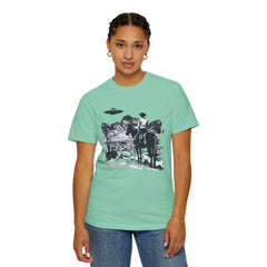 UFO Meets Cowboy Vintage Graphic T-Shirt — Retro Western Alien Tee