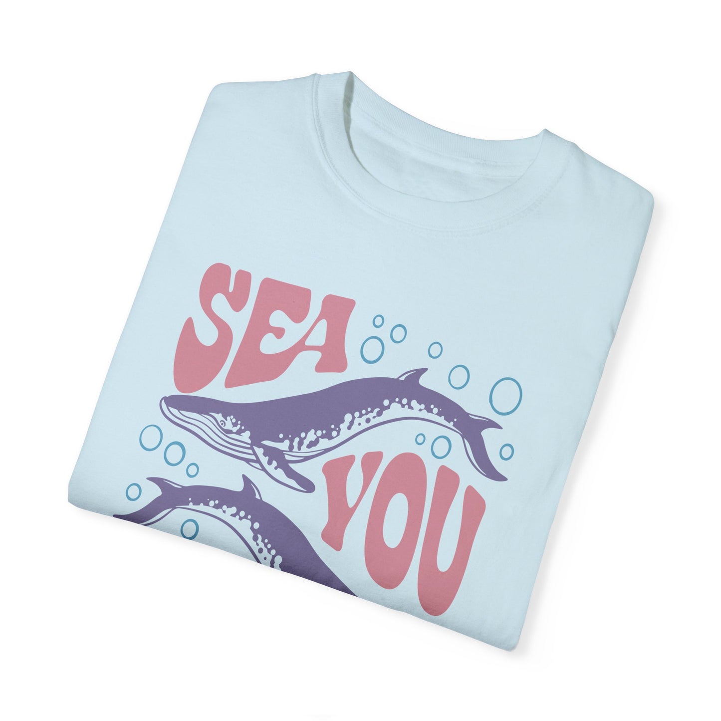 Whales, Sea You Soon -  Graphic Unisex Garment-Dyed T-shirt