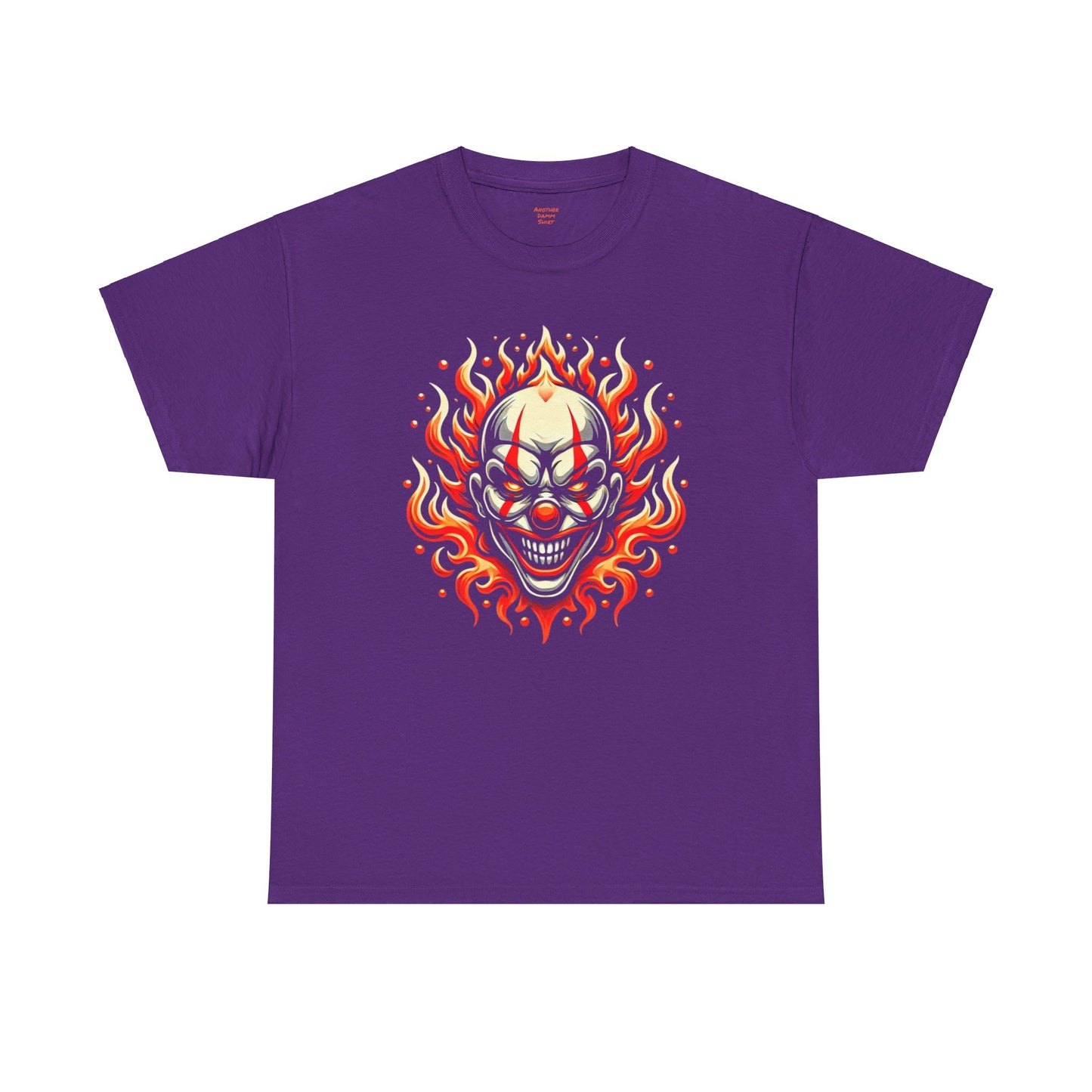 Flaming Fire Clown - Graphic Unisex Heavy Cotton Tee